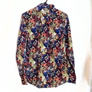 Paisley and Gray Men's Slim Fit Bird Print Long Sleeve Button Down Shirt Size L